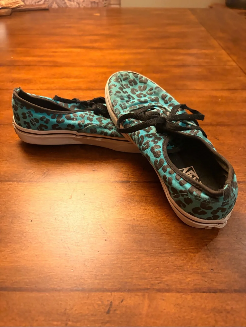 Vans Kids Teal Leopard Print Canvas Sneakers
